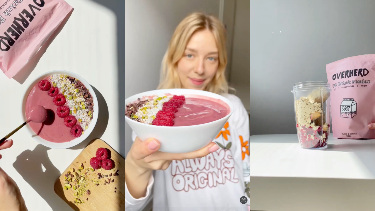 Plant-based Pink Smoothie Bowl With Oat Milk