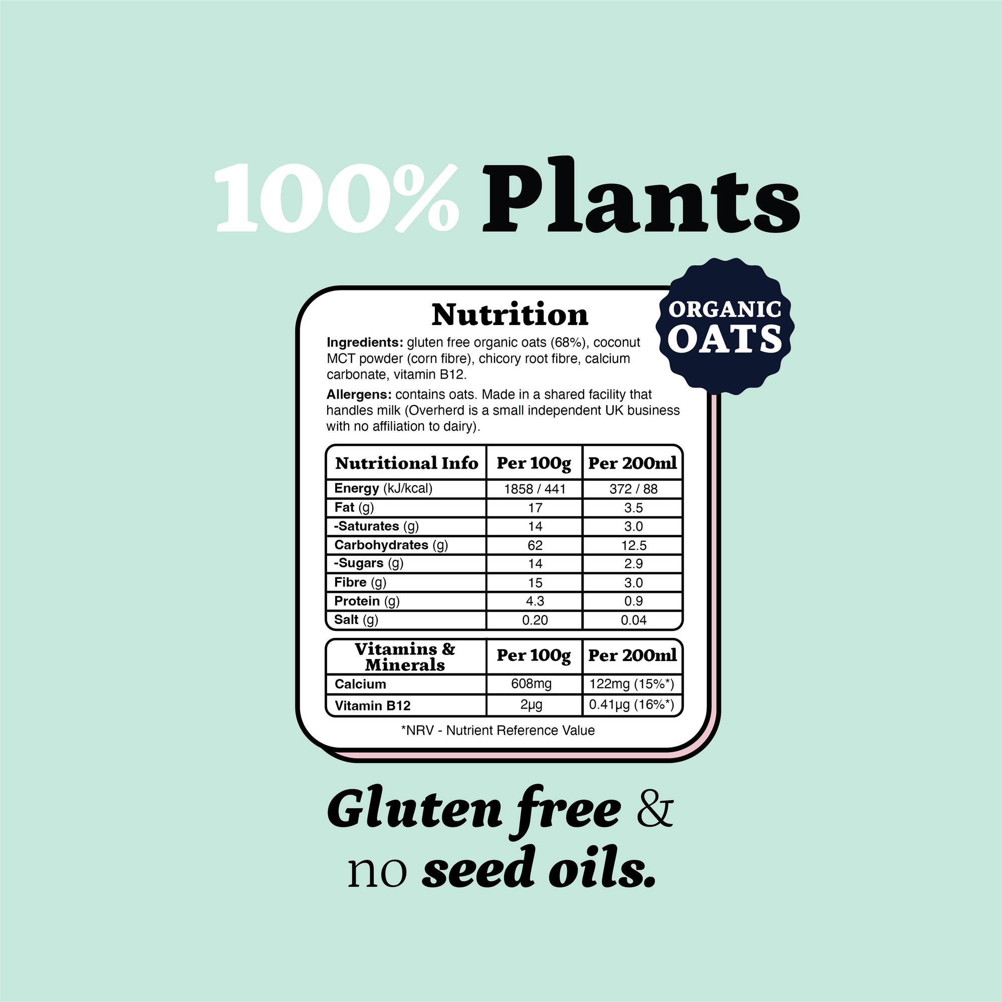 Overherd oat milk powder nutritional information